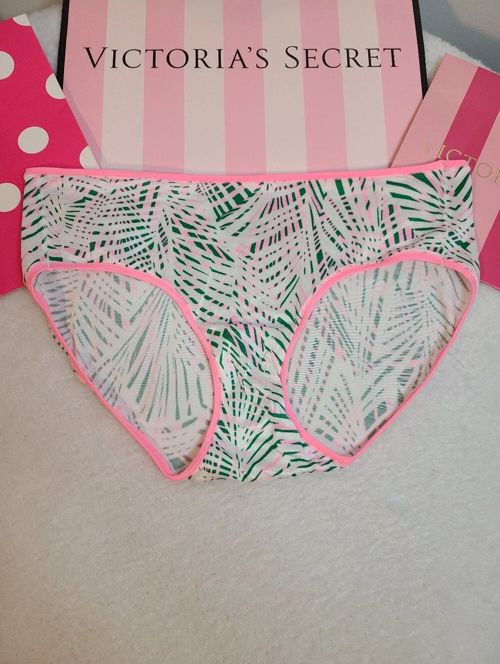 Y2K Victoria's Secret Fabulous Satin Classic Hiphugger Panty Size Lg Palms